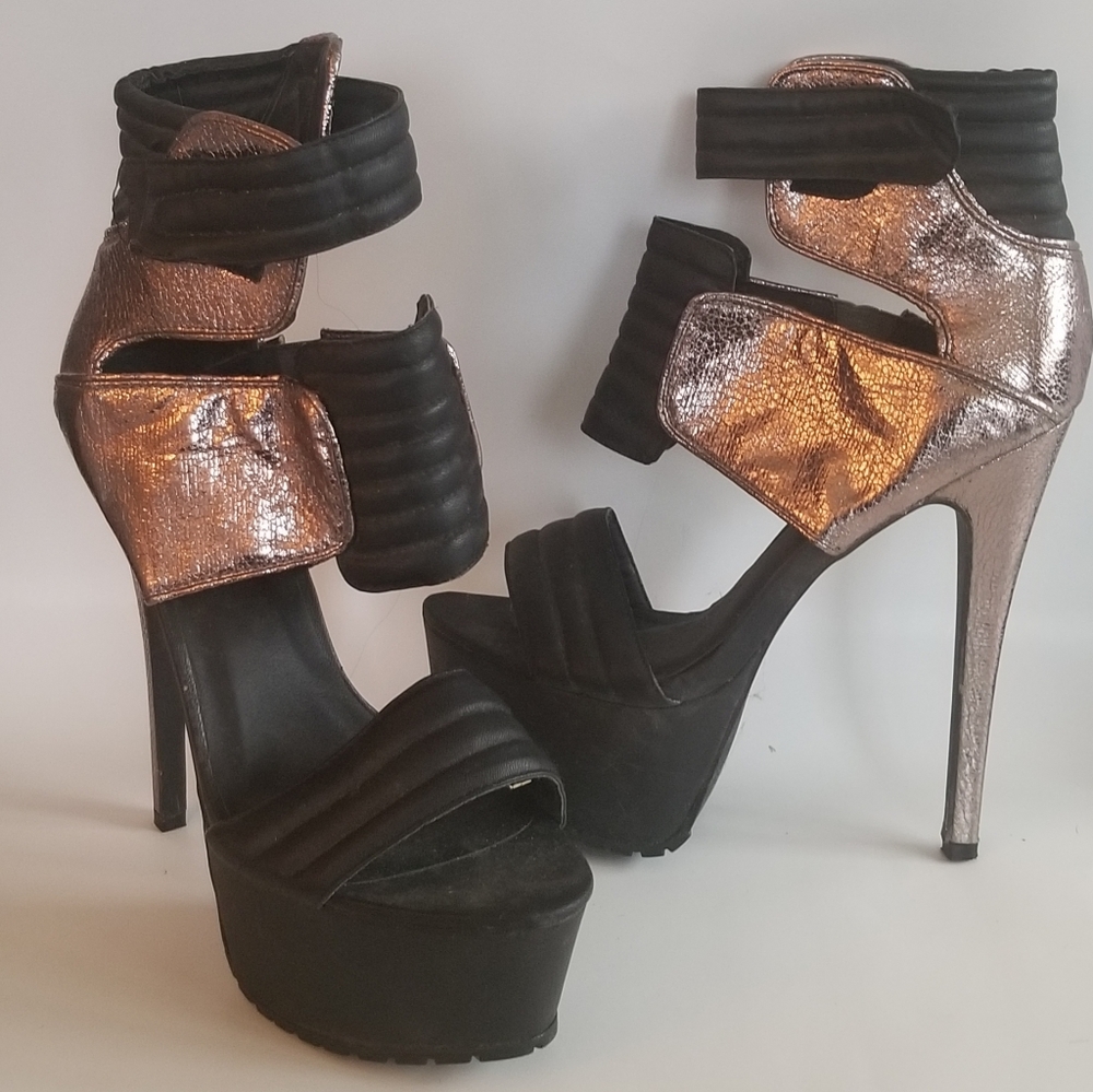 Size 10 Privileged Gunmetal & Black Stiletto Shoes